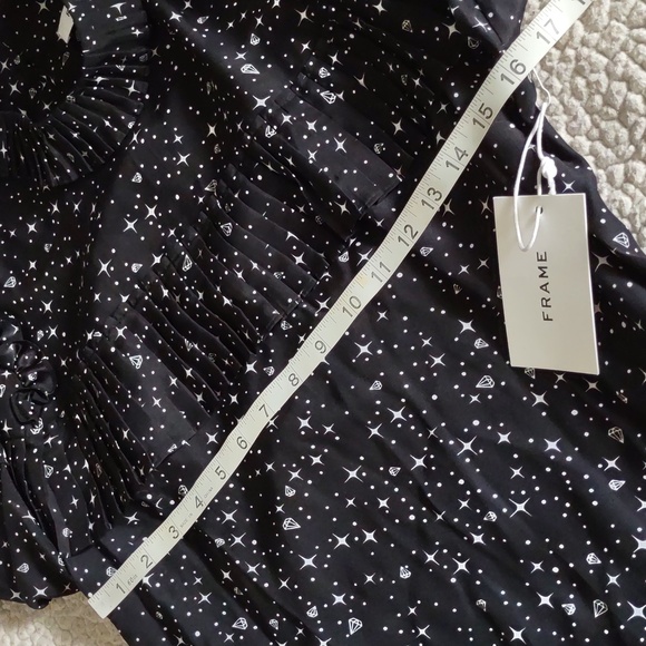 NWT Frame Large 100% Silk Celestial Star Diamond Ruffle Tiered Dress *Flawed* - Picture 9 of 16
